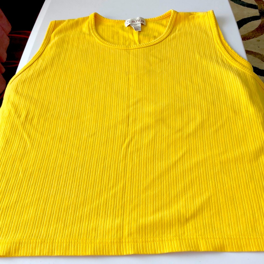 Laura Tyler 2X 100% Cotton Yellow Tank Top AS IS (stain)